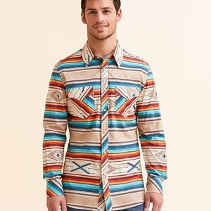 NWT Rock & Roll Denim Men’s XL Southwestern Snap Shirt Modern Fit Western Rodeo